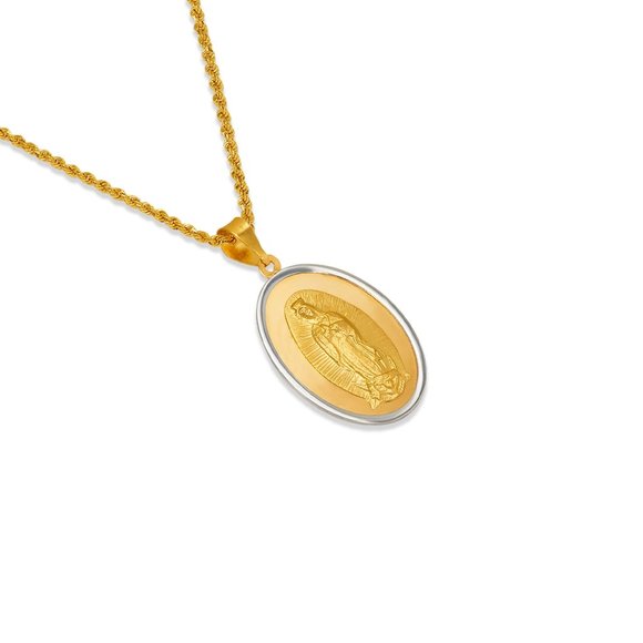 14k REAL GOLD High Polished Guadalupe Pendant - Picture 2 of 2